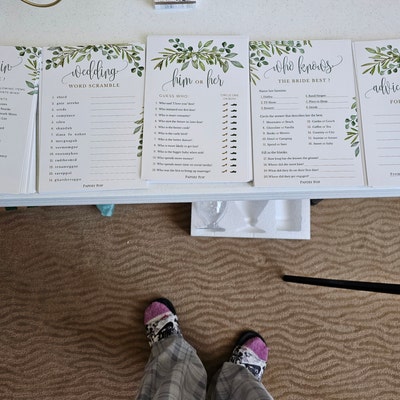 Bridal Shower Games Set For 25 Guests - 6 Fun Activities With Double-Sided Cards