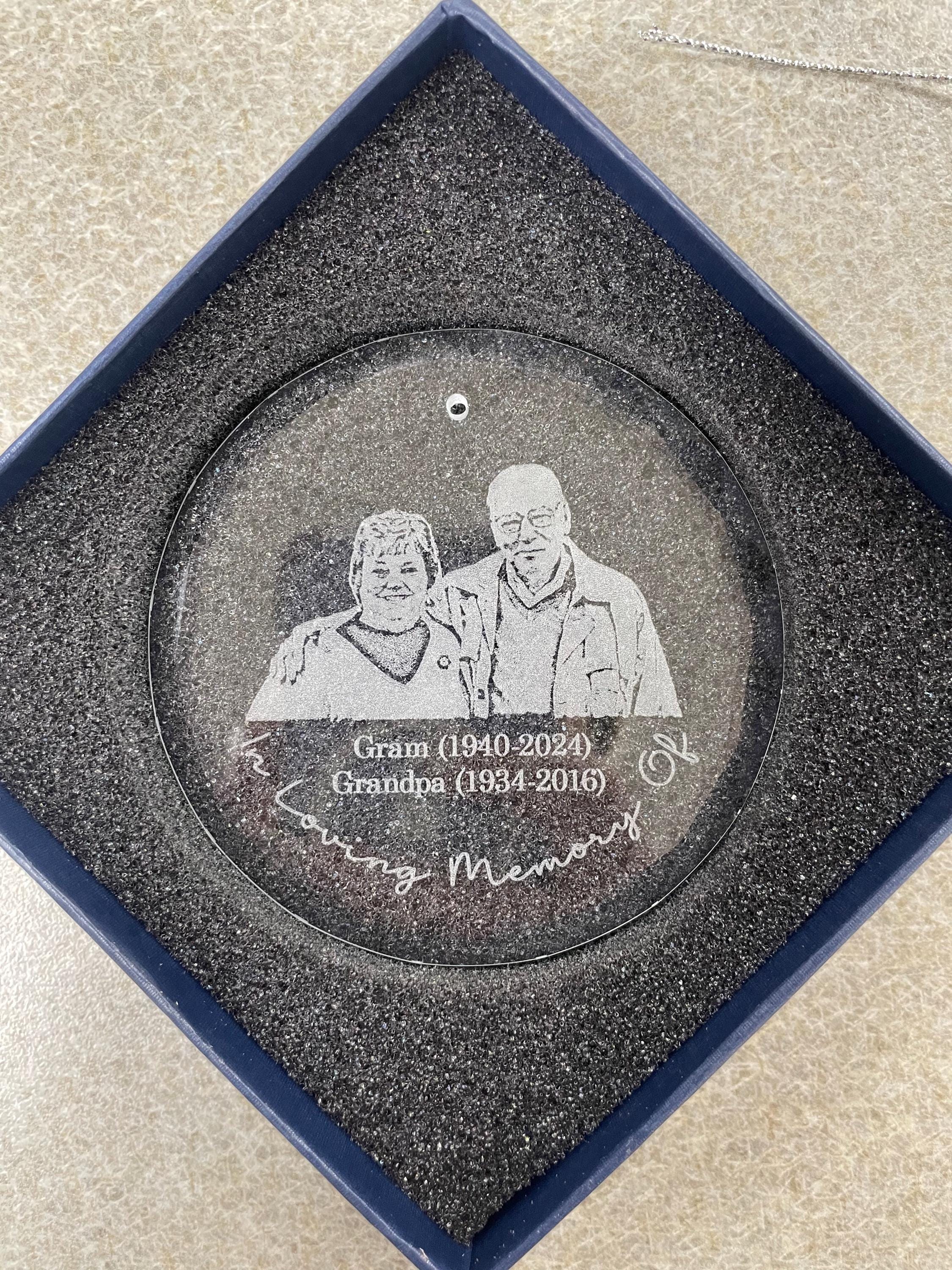 Personalized Memorial Crystal Ornament, Engraved Photo Christmas Ornament, Loss of Father Gift, Sympathy Gift, Remembrance Gift