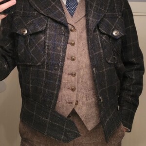 Ike Jacket 1940s Reproduction in 100% Shetland Wool Grey
