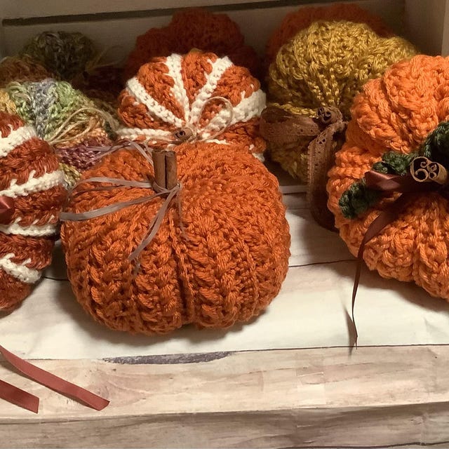 A customer's finished Wheat Stitch Pumpkin Spice Crochet Trio Pattern