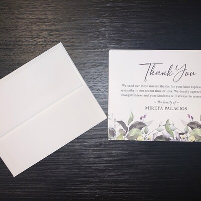 Funeral Thank You Cards Printable Funeral Thank You Notes Memorial ...
