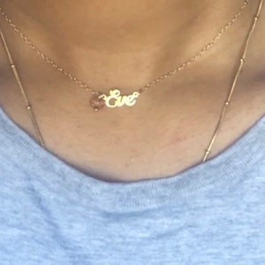 Customer photo, Cursive Name Necklace