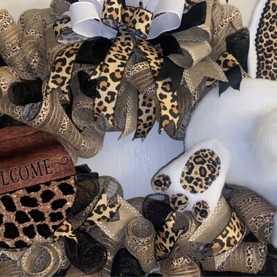 Cheetah Print Ribbon Animal Print Ribbon Cheetah Ribbon Wreath - Etsy