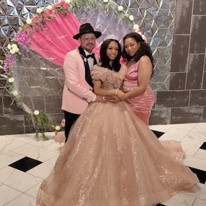 Champagne Pink Sparkly Dress, Dress Long Evening Dress, Princess Sparkly Pink  Dress, Quinceanera Dress, Quinceanera Ballgown - Etsy
