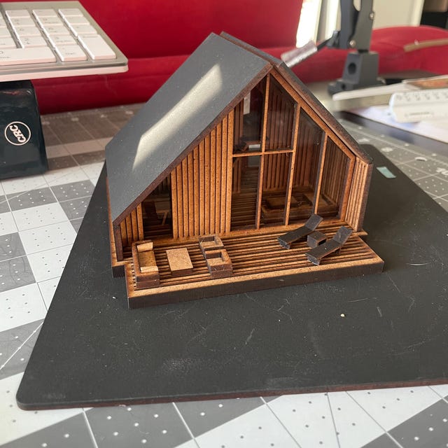DIYミニチュア北欧風ハウスキット、モダンなAフレーム型マイクロドール