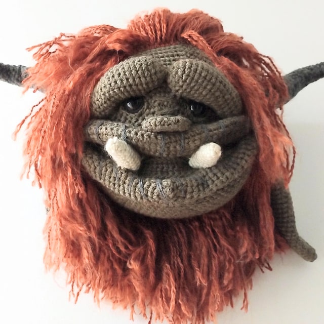 Fluffy Monster Trophy Head Crochet Pattern, PDF Digital Download