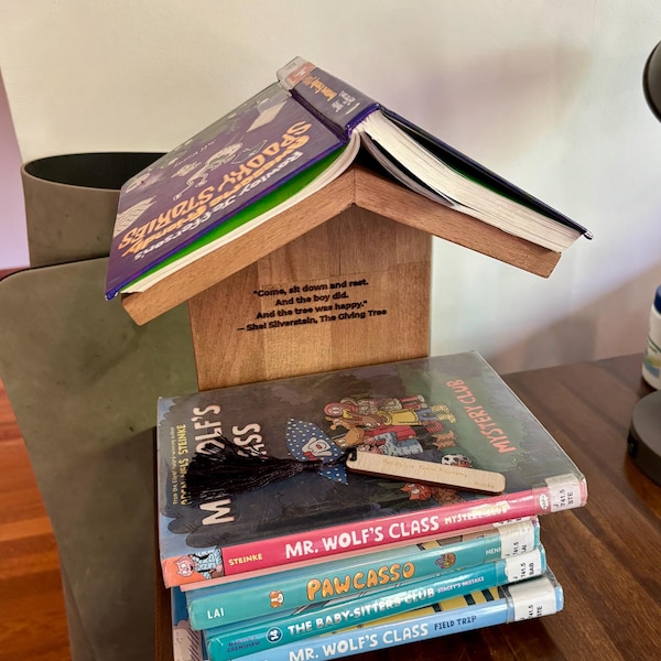 Personalized Wooden Book Shelf Dividers, Horizontal Genre Organizers ...