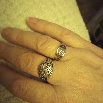 Pentacle Ring, Pentagram Ring, Ritual Jewelry, Wiccan Ring, Gothic Ring ...