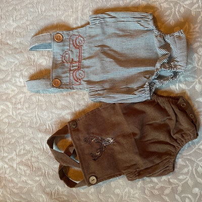 Sweet Ducks Embroidered Cord Overall