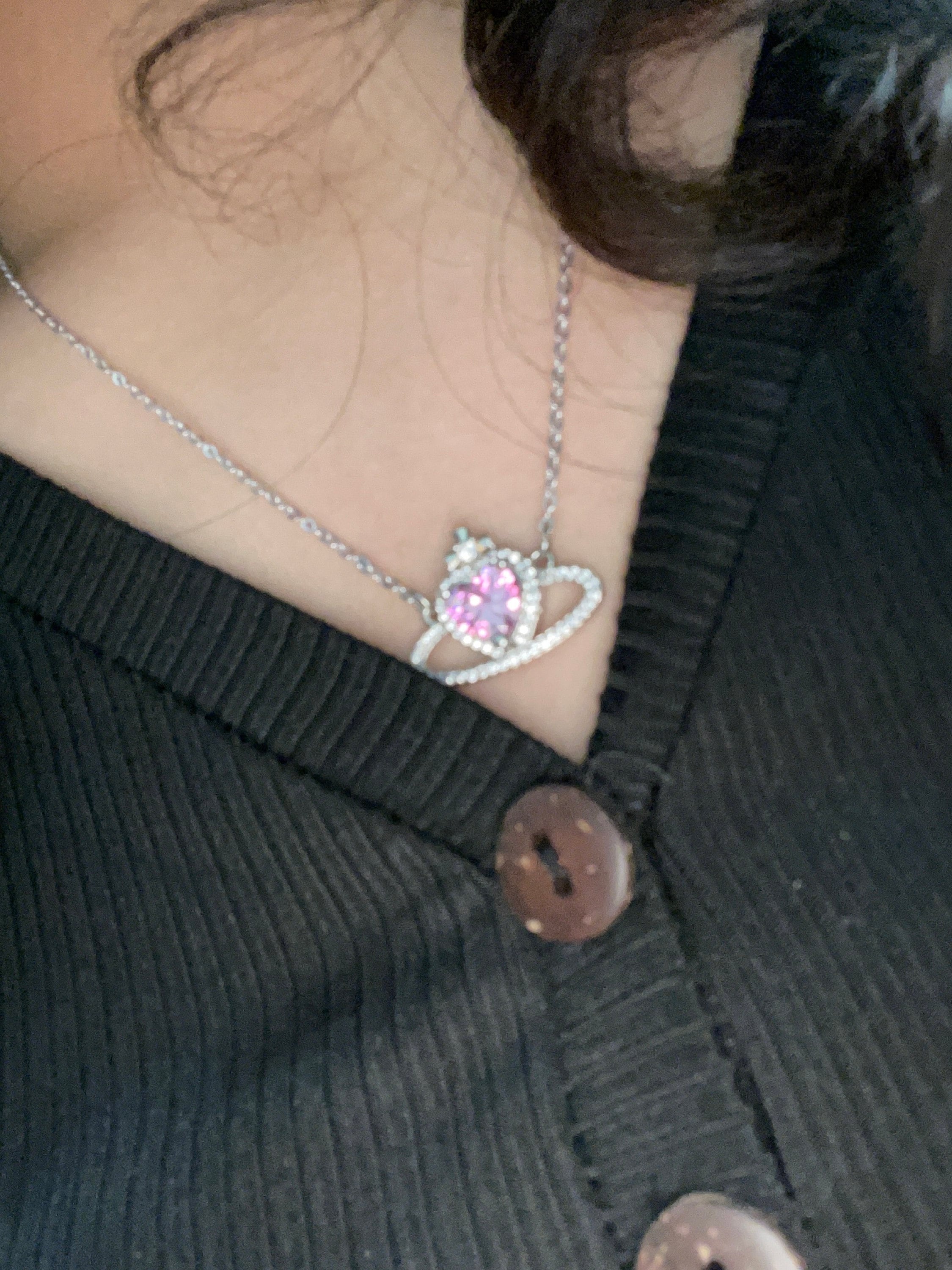 Saturn Necklace Choker - Sparkly - Prinsess  Necklace - Cz Necklace - Heart Saturn Necklace - Cross Saturm Necklace