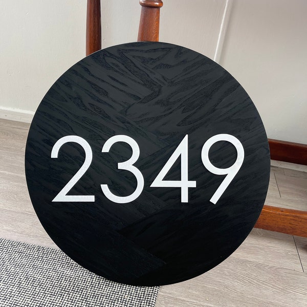 Round Black House Number Signs, Wooden Address Plaque, Modern House ...