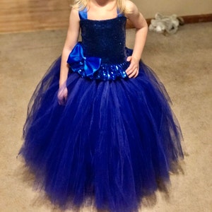 royal blue and rose gold dress