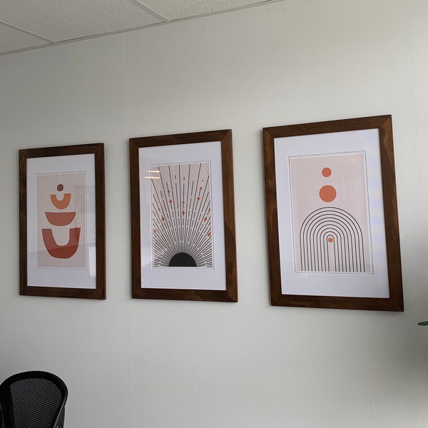 Mid Century Modern Art Print Set of 3, Neutral Geometric Gallery Wall ...