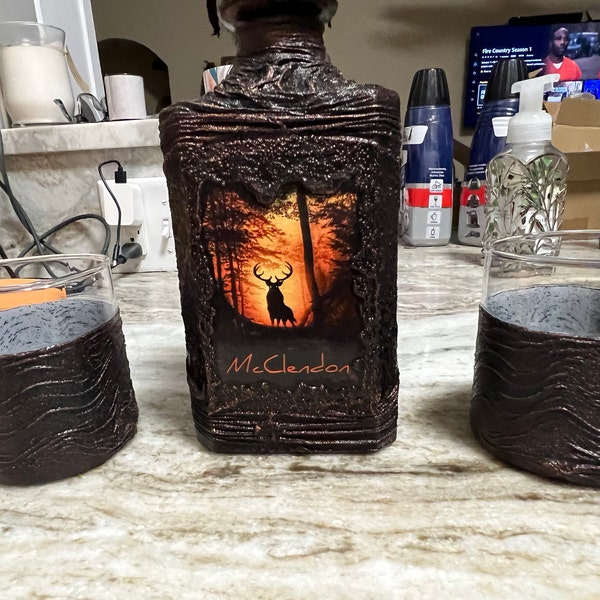 Personalized Monogram Whiskey Decanter Set With Gift Box~rock Glasses ...