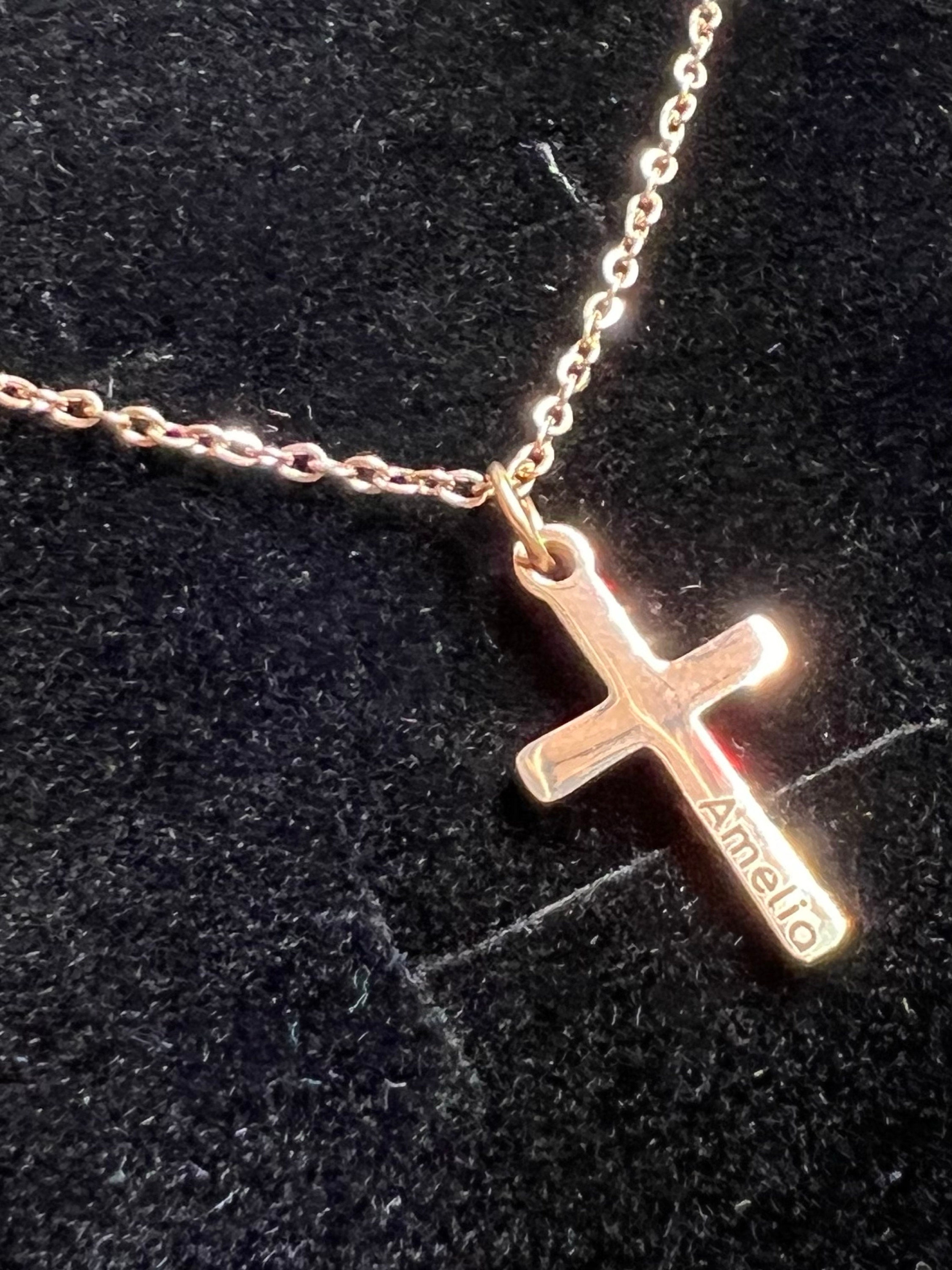Baptism Gift • Custom Cross Necklace • Christian Jewelry • First Communion Necklace • Girls Baptism Necklace • Personalized Date Gold