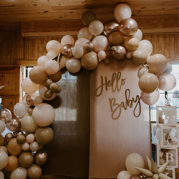 Hello Baby Sign – Wooden Baby Shower, Gender Reveal, Pregnancy Announcement Backdrop – 12x12 Inch Decoration