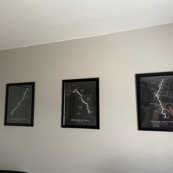 John Muir Trail Map | JMT Hiking Trail Map | JMT Poster | John Muir ...