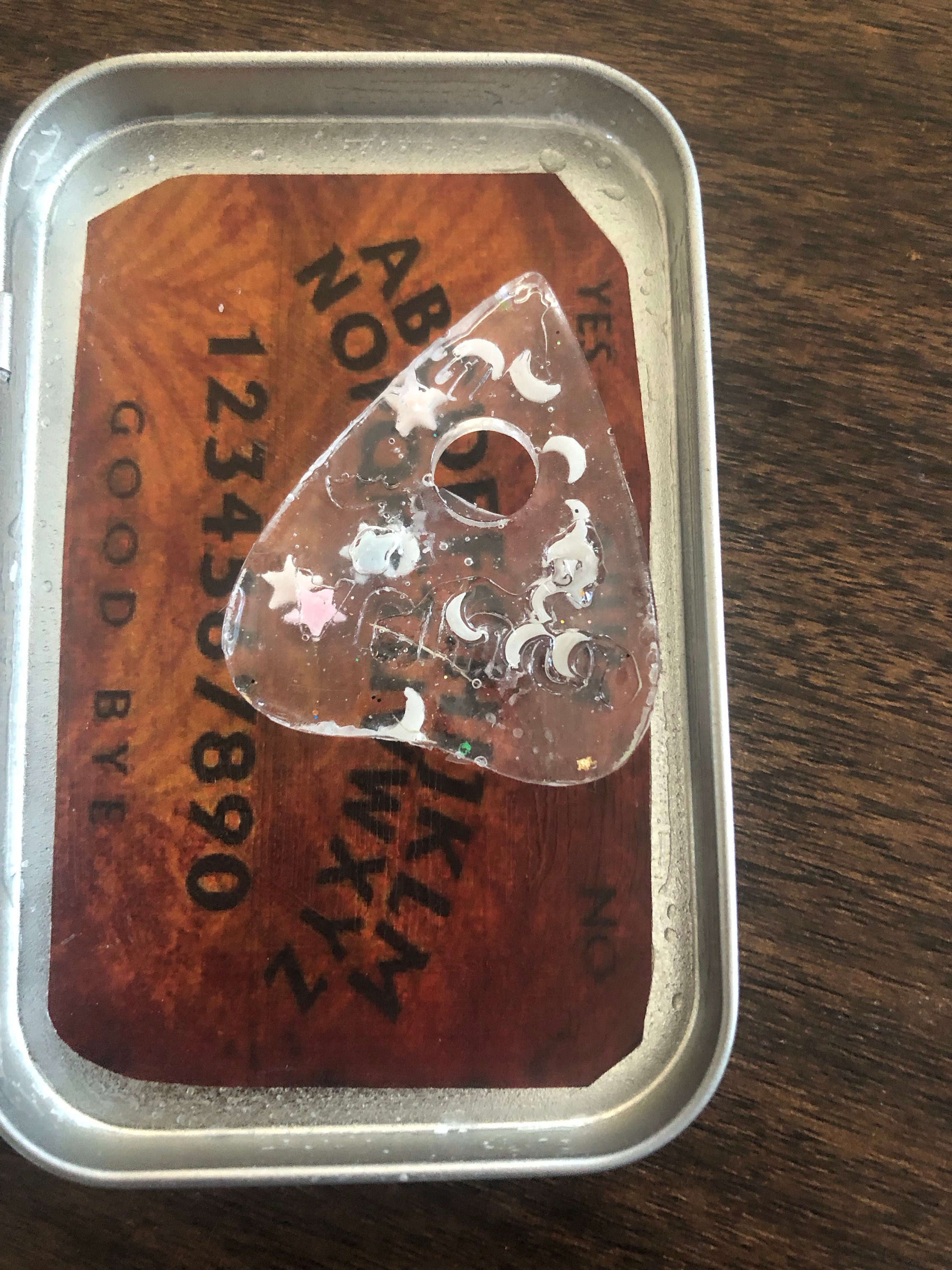 mini tarot tin, mini tarot kit, on the go mini tarot tin, palmistry ouija board psychic spell kit, mini tarot card deck, mini ouija board,
