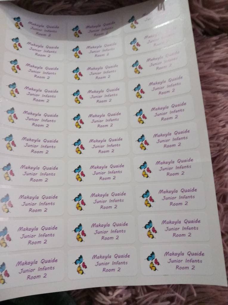 Personalised School Stickers - Print Writing