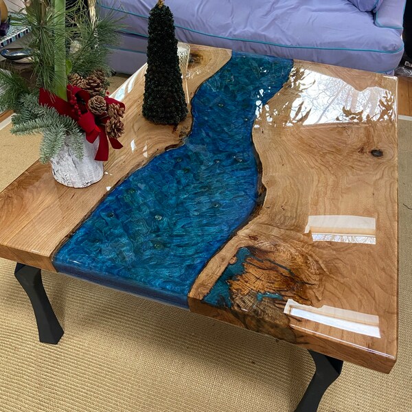 Live Edge Large Conference Table Epoxy River Table With Custom Resin ...