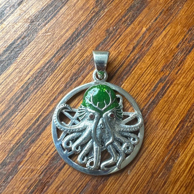 Solid 925 Sterling Silver Mythic Cthulhu by Oberon Zell Pendant 