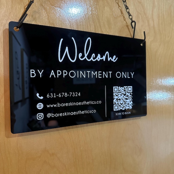 Hanging Acrylic Sign & Black Metal Chain (D9) - 11.5x7