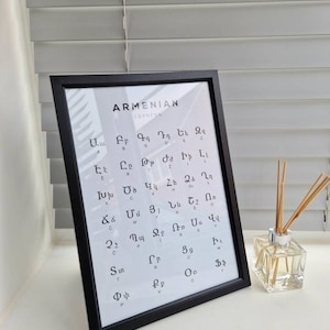 Armenian Alphabet Chart, Armenia Language Chart, White | Photographic Print