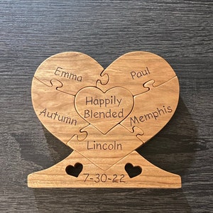 LARGE Family Wood Heart unity Puzzle 8-1/2 - Etsy