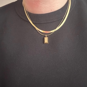 NKlaus Cadenas Largas De Plata De Ley 925 Chapada En Oro Amarillo, 42 Cm, 45 Cm