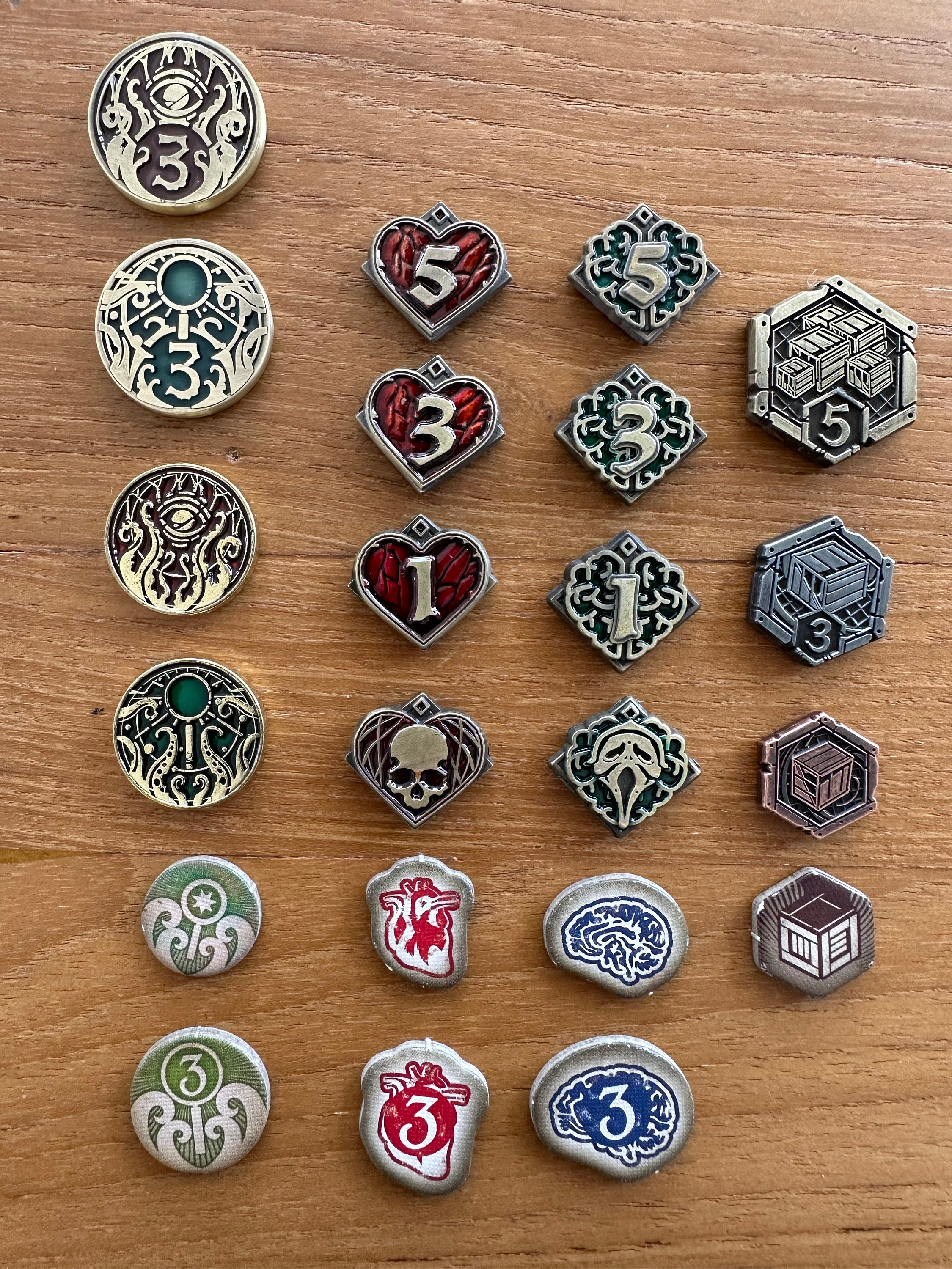 3s Clue/Doom Upgrade Metal Tokens for Arkham Horror LCG (double