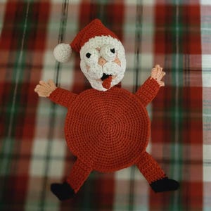Funny Christmas Splat Santa Coaster Crochet Pattern PDF, Amigurumi