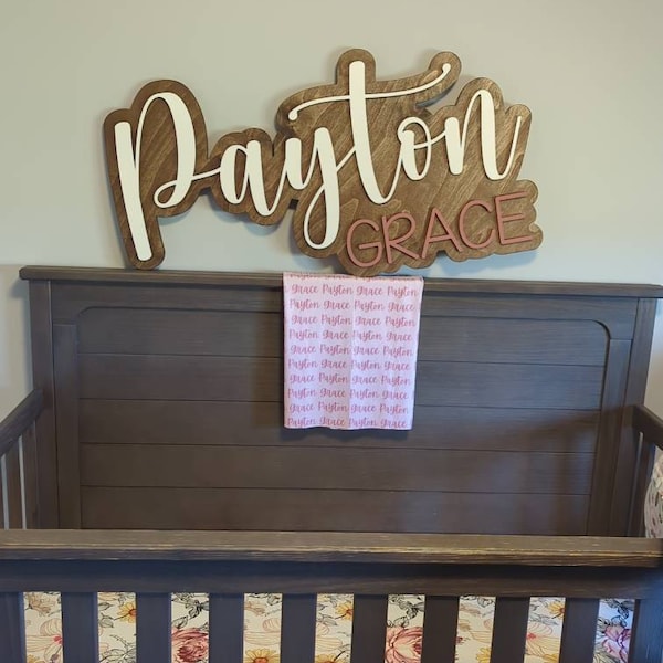 Personalized 3D Nursery Baby Name Sign Custom Wood Name Plaque ...