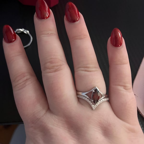 Natural Red Garnet Couples Ring Set- His and Hers Matching Wedding Band ...