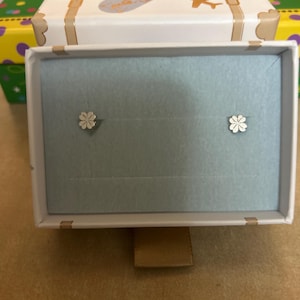 Customer photo, Tiny Four Leaf Clover Studs