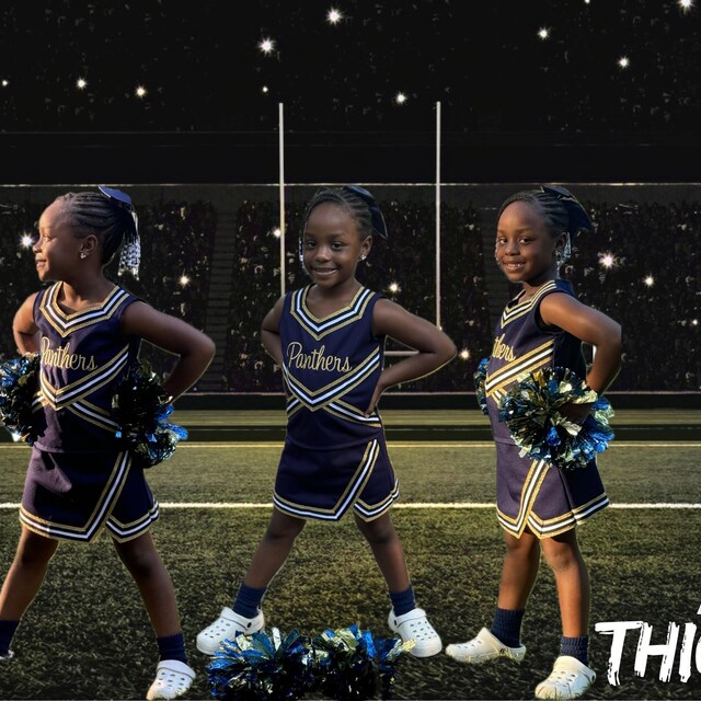 Navy & Gold Cheer Uniform, Customized Cheerleading Uniform, Girls 