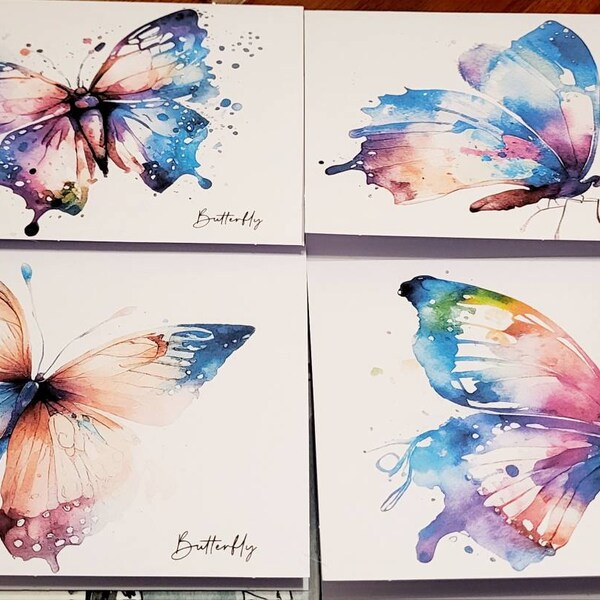 Butterfly Greeting Cards Set Of 12 - Watercolor All Occasion Blank Note Cards