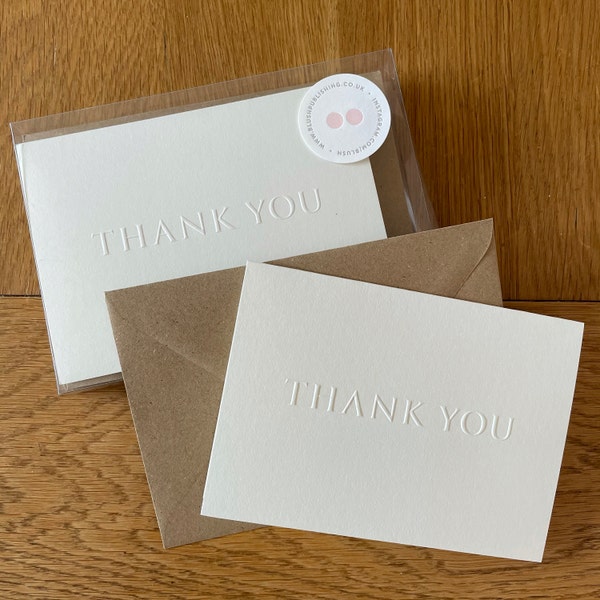 Embossed Thank You Cards - Set of 6 - Etsy