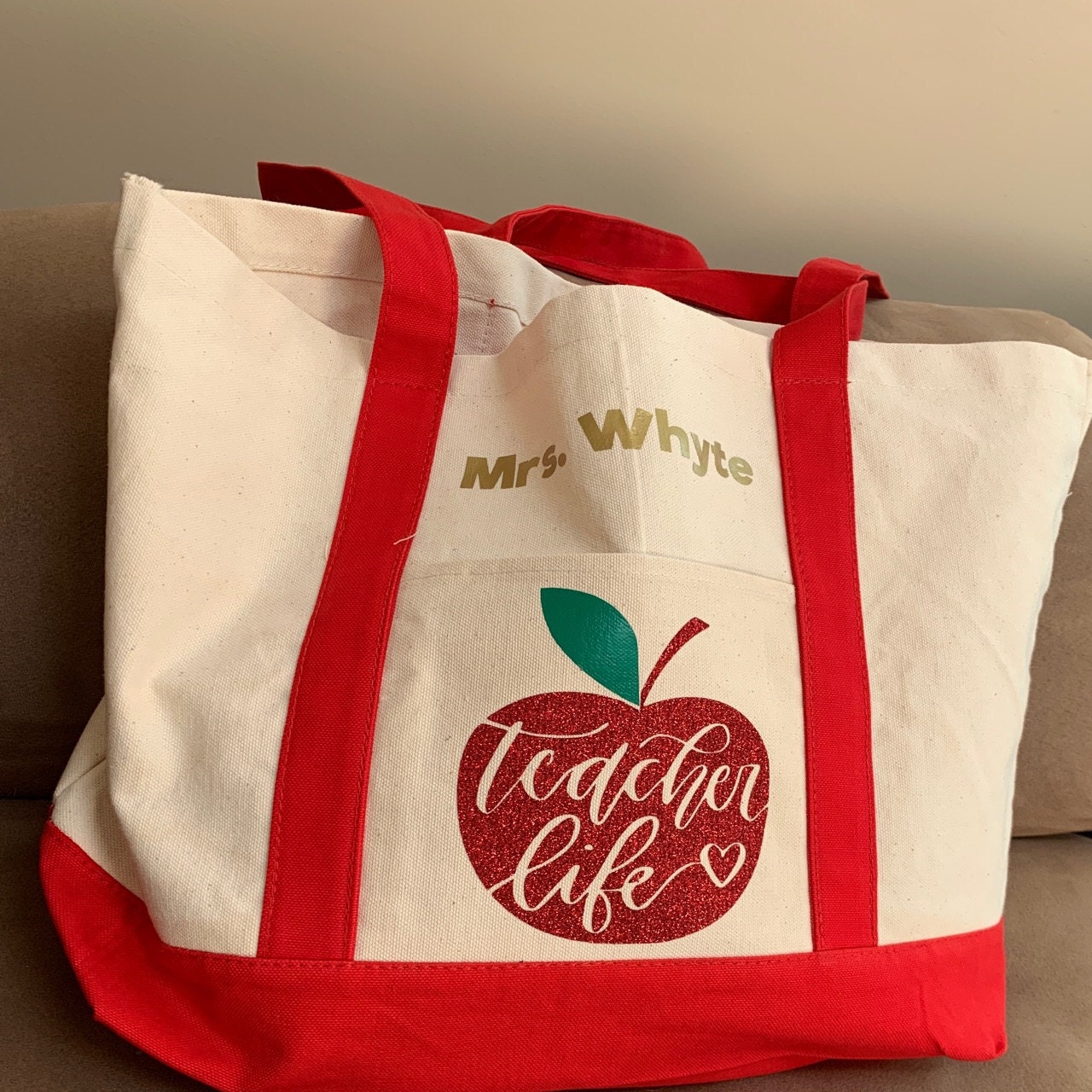Personalized Teacher Tote Canvas Bag