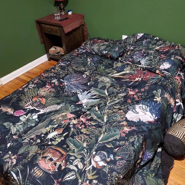 Forest And Wild Animals Duvet Cover Set Nature Botanical Bedding Set forest-and-wild-animals-duvet-cover-set-nature-botanical-bedding-set