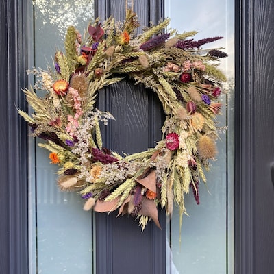 Autumn Dried Wreath Making Kit. Dried Flower DIY Autumnal Door Wreath ...