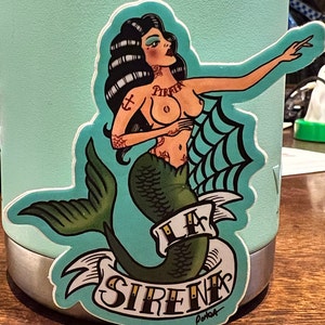La Sirena Sticker, Tattoo Flash and Loteria Inspired, Low Brow ...