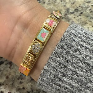 Personalized Italian Bracelet, Custom Gold Italy Charms, Gold Italian Bracelet, Italy Charms, Gold Italian Charm Bracelet, Gift for Her