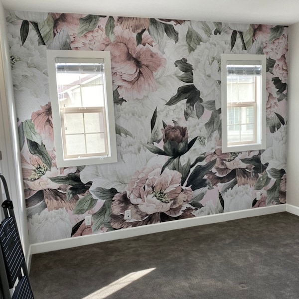 Vintage Roses and Peonies Peel and Stick Wallpaper, Removable ...
