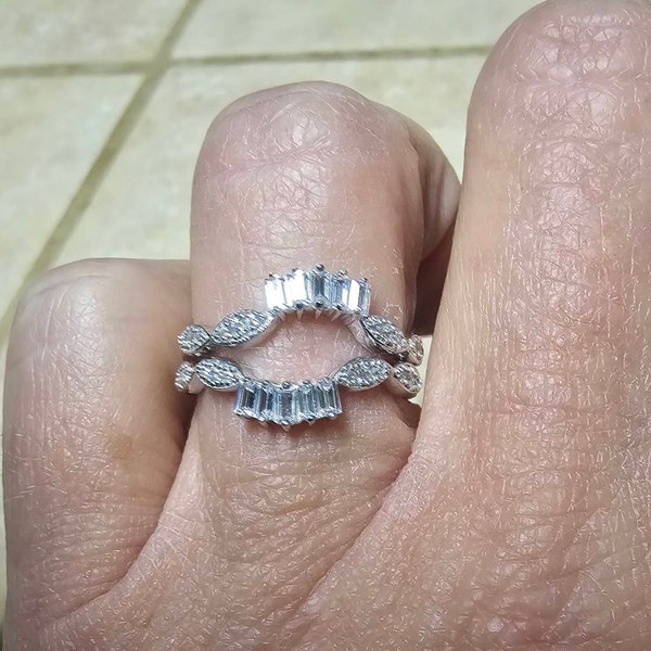 Enhancer Ring Set, 1.65 Ct Baguette Cut Diamond Enhancer Engagement ...