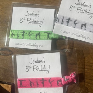 Gymnastics Birthday Party Favors PERSONALIZED Birthday Hair Tie Favors ...