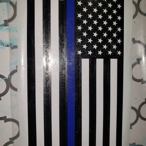 Adesivo Polizia Bandiera Americana Adesivo Bandiera USA Con Linea Blu Sottile - Decalcomania Per Forze Dell'ordine, Polizia Adesivo Thin Blue Line - Foto 5