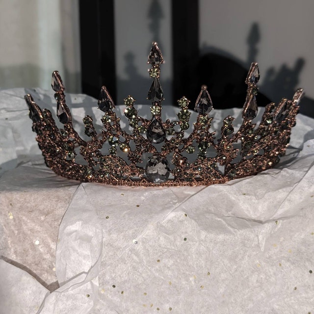 Victorian Black Crown, Antique Copper Tiara, Vintage