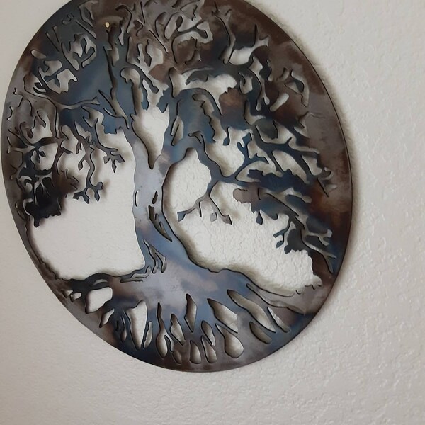 Tree of Life Metal Wall Art Wall Decor Metal Tree Round Tree Sign Cut ...