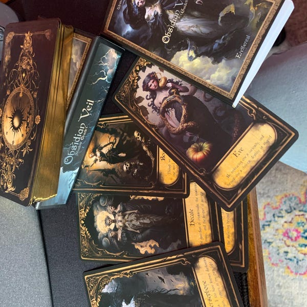 Obsidian Veil Oracle Card Deck: Antique Shadow Work, Feminine Deities ...