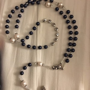 Baptism Boy Rosary Gift in Navy Blue and White Christening, First Holy ...